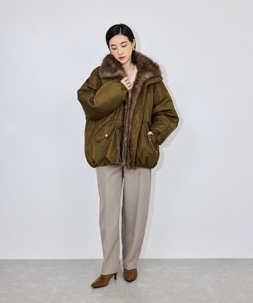 ADAM ET ROPE'(アダムエロペ)の「ダブルクロステーパードパンツ(スラックス・レディース・ブラック/グレー系その他・38/36)」の6枚目の写真