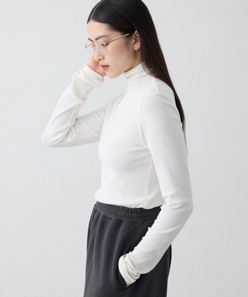 THE PAUSE(ザ ポーズ)の「<WEB限定>【THE PAUSE】ランダムテレコタートルプルオーバー(Tシャツ/カットソー・レディース・オフホワイト/ブラック・FREE)」の20枚目の写真