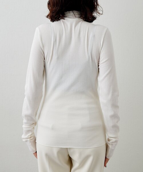 THE PAUSE(ザ ポーズ)の「<WEB限定>【THE PAUSE】ランダムテレコタートルプルオーバー(Tシャツ/カットソー・レディース・オフホワイト/ブラック・FREE)」の13枚目の写真