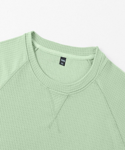 ampm(エーエムピーエム)の「韓国メンズ ワッフルTシャツ オーバーサイズ ラグラン 半袖 ストリート カジュアル(Tシャツ/カットソー・メンズ・ホワイト/ラベンダー/ベージュ/ライトブルー/ブラック/カーキ/ネイビー/ライトグリーン/グレー・SMALL/MEDIUM/LARGE/X-LARGE/XX-LARGE/XXX-LARGE)」の6枚目の写真