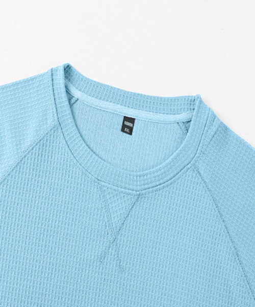 ampm(エーエムピーエム)の「韓国メンズ ワッフルTシャツ オーバーサイズ ラグラン 半袖 ストリート カジュアル(Tシャツ/カットソー・メンズ・ホワイト/ラベンダー/ベージュ/ライトブルー/ブラック/カーキ/ネイビー/ライトグリーン/グレー・SMALL/MEDIUM/LARGE/X-LARGE/XX-LARGE/XXX-LARGE)」の7枚目の写真