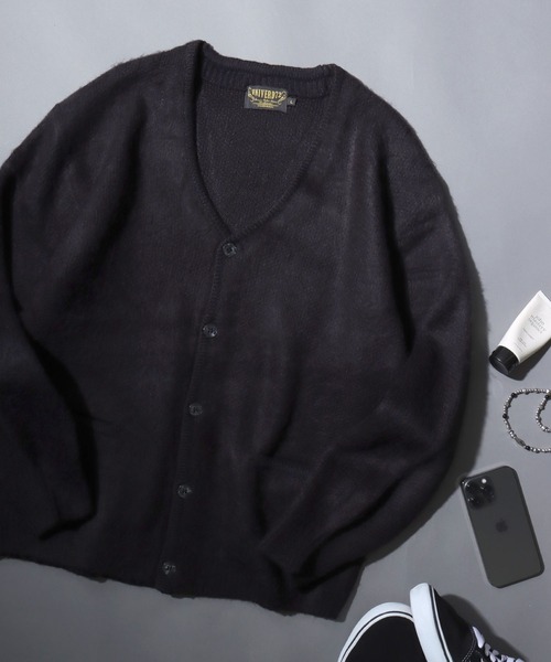 ANPAS(アンパス)の「【UNIVERD72】Mohair-Touch Cardigan /【ユニバード72】モヘアタッチカーディガン ニット ユニセックス メンズ レディース 起毛(カーディガン/ボレロ・メンズ・クリーム/ブラウン/ブラック/イエロー/ブルー/パープル/ピンク/ミント・M/L/XL)」の2枚目の写真