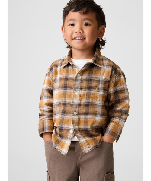 GAP(ギャップ)の「二重織り プレイドシャツ (幼児・ベビー)(シャツ/ブラウス・キッズ・ブラウン/ネイビー・105cm/80cm/100cm/70cm/90cm/110cm/95cm)」の2枚目の写真
