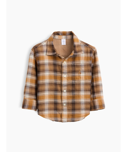 GAP(ギャップ)の「二重織り プレイドシャツ (幼児・ベビー)(シャツ/ブラウス・キッズ・ブラウン/ネイビー・105cm/80cm/100cm/70cm/90cm/110cm/95cm)」の3枚目の写真