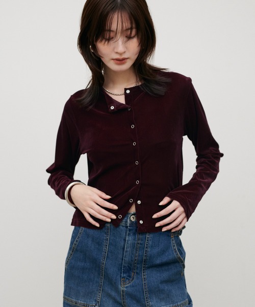 LARUTA(ラルータ)の「【LARUTA】ベロアショートカーディガン(カーディガン/ボレロ・レディース・ベージュ/ブラック/モカ/ボルドー・FREE)」の12枚目の写真