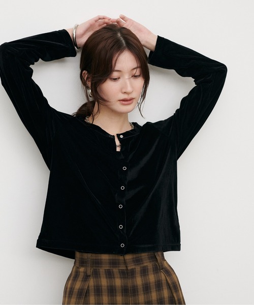 LARUTA(ラルータ)の「【LARUTA】ベロアショートカーディガン(カーディガン/ボレロ・レディース・ベージュ/ブラック/モカ/ボルドー・FREE)」の22枚目の写真