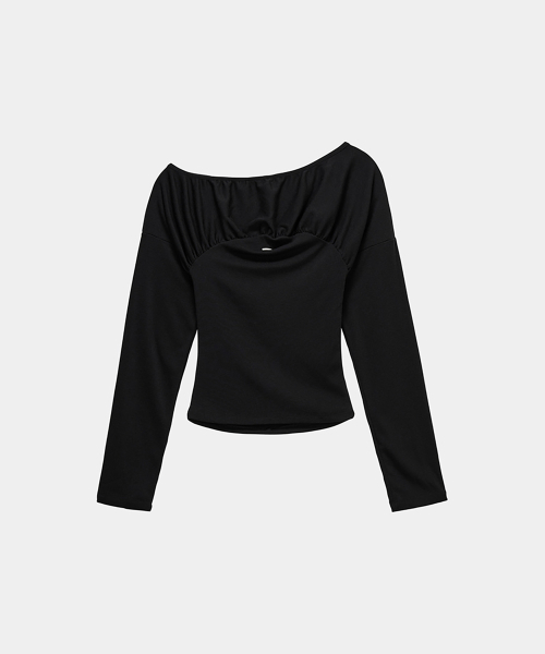 ETRE AU SOMMET(エトレオソメ)の「Glam Drape Shirring Long Sleeve (Black)(Tシャツ/カットソー・レディース・ブラック・FREE)」の4枚目の写真