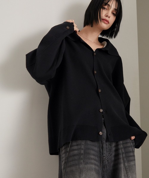 cussil（クシル）の「【cussil/クシル】マシンウォッシャブルハイゲージニットシャツカーディガン（カーディガン/ボレロ・メンズ・ブラック/オフホワイト・M/L/S）」の22枚目の写真