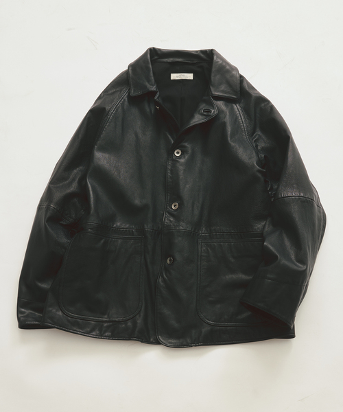 JOURNAL STANDARD relume(ジャーナルスタンダード レリューム)の「ゴートレザー カバーオール(ライダースジャケット・メンズ・ブラック・MEDIUM/LARGE)」の1枚目の写真