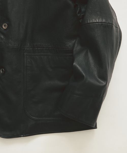 JOURNAL STANDARD relume(ジャーナルスタンダード レリューム)の「ゴートレザー カバーオール(ライダースジャケット・メンズ・ブラック・MEDIUM/LARGE)」の2枚目の写真