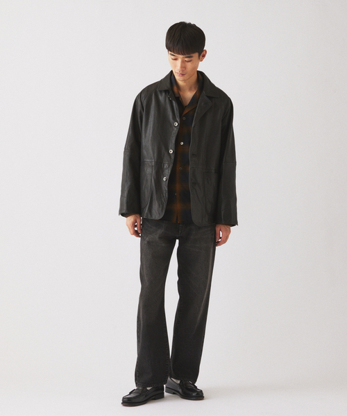 JOURNAL STANDARD relume(ジャーナルスタンダード レリューム)の「ゴートレザー カバーオール(ライダースジャケット・メンズ・ブラック・MEDIUM/LARGE)」の3枚目の写真