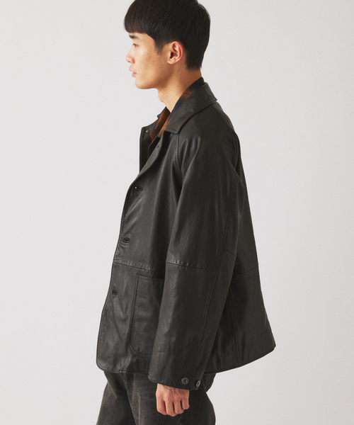 JOURNAL STANDARD relume(ジャーナルスタンダード レリューム)の「ゴートレザー カバーオール(ライダースジャケット・メンズ・ブラック・MEDIUM/LARGE)」の8枚目の写真