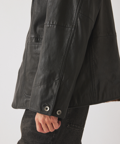 JOURNAL STANDARD relume(ジャーナルスタンダード レリューム)の「ゴートレザー カバーオール(ライダースジャケット・メンズ・ブラック・MEDIUM/LARGE)」の9枚目の写真