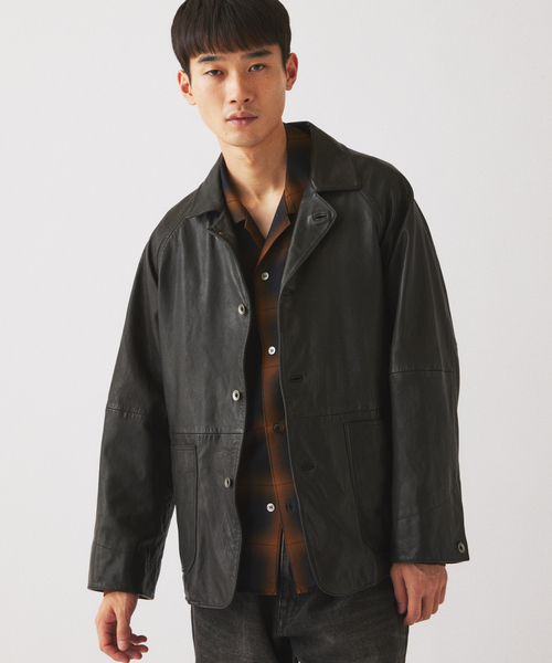 JOURNAL STANDARD relume(ジャーナルスタンダード レリューム)の「ゴートレザー カバーオール(ライダースジャケット・メンズ・ブラック・MEDIUM/LARGE)」の12枚目の写真