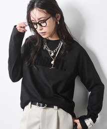 綿100％フロッキープリントロングスリーブTシャツ＜大きいサイズ有＞シックスタイル