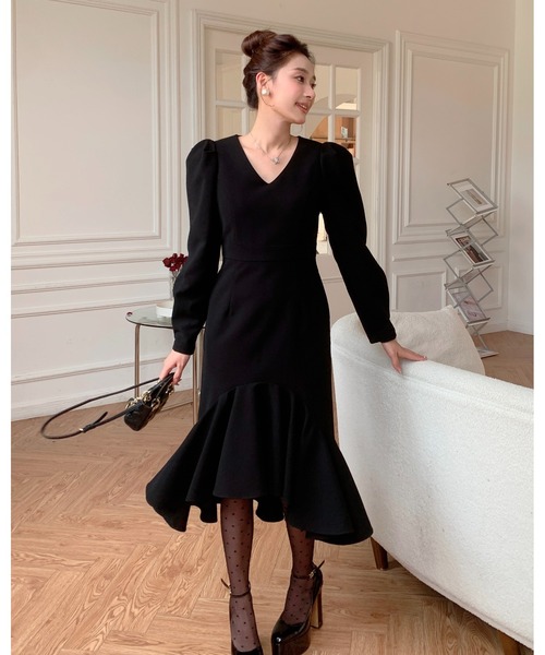 BIRTHDAY BASH(バースデイバッシュ)の「PEPLUM FISHTAIL DRESS(ペプラムフィッシュテールドレス)(ワンピース・レディース・ブラック・S/M)」の4枚目の写真