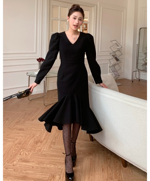 BIRTHDAY BASH(バースデイバッシュ)の「PEPLUM FISHTAIL DRESS(ペプラムフィッシュテールドレス)(ワンピース・レディース・ブラック・S/M)」の6枚目の写真