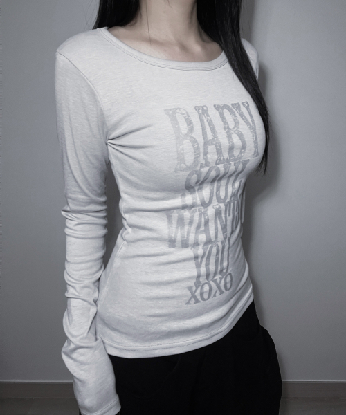 IZROOM（イズルーム）の「ソウル スリムフィット長袖トップス (LIGHT GRAY)（Tシャツ/カットソー・レディース・その他・FREE）」の2枚目の写真