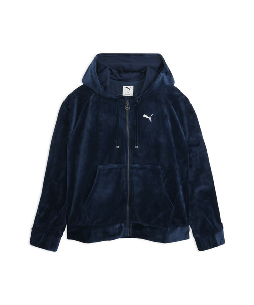 PUMA（プーマ）の「PUMA プーマ ウィメンズ ESS エレベーテッド ベロア フルジップ フーディ（ジャージ・レディース・ブルー/チョコ/ブラック・MEDIUM/LARGE/X-LARGE/SMALL）」の5枚目の写真