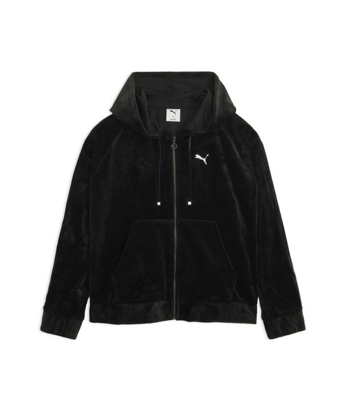 PUMA（プーマ）の「PUMA プーマ ウィメンズ ESS エレベーテッド ベロア フルジップ フーディ（ジャージ・レディース・ブルー/チョコ/ブラック・MEDIUM/LARGE/X-LARGE/SMALL）」の16枚目の写真