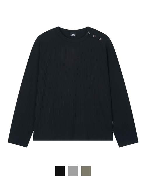 1989STANDARD（1989スタンダード）の「斜めワッフルヘンリーネックロングスリーブ (JTOWHL-0002)（Tシャツ/カットソー・メンズ・カーキ/グレー/ブラック・MEDIUM/LARGE/X-LARGE）」の4枚目の写真