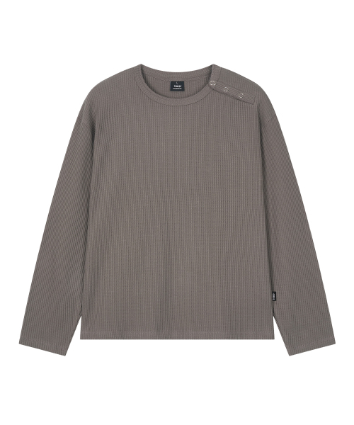 1989STANDARD（1989スタンダード）の「斜めワッフルヘンリーネックロングスリーブ (JTOWHL-0002)（Tシャツ/カットソー・メンズ・カーキ/グレー/ブラック・MEDIUM/LARGE/X-LARGE）」の6枚目の写真