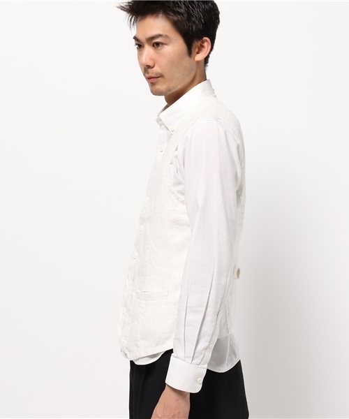 GRAND GLOBAL（グランドグローバル）の「GRAND GLOBAL / リネンワークベスト			（ベスト・メンズ・ホワイト・38/40）」の2枚目の写真