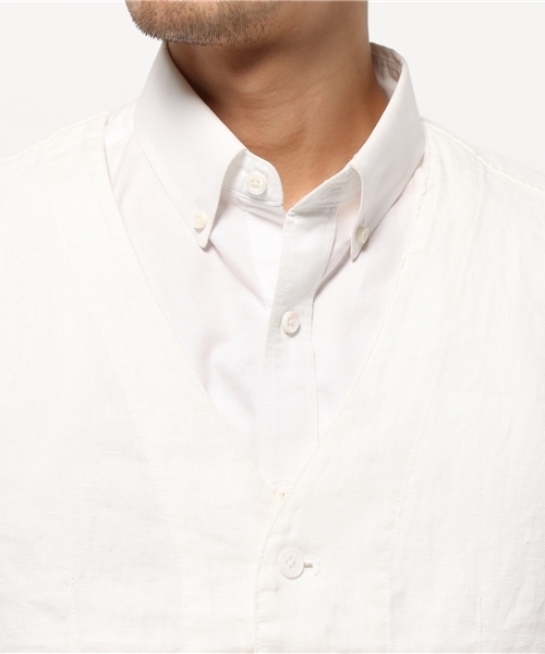 GRAND GLOBAL（グランドグローバル）の「GRAND GLOBAL / リネンワークベスト			（ベスト・メンズ・ホワイト・38/40）」の5枚目の写真