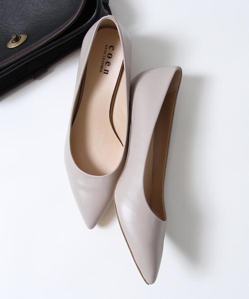coen（コーエン）の「リアルレザーパンプス（ライトピンク ⇒ WEB限定カラー）（パンプス・レディース・ブラック/ナチュラル/ライトピンク/ライム・SMALL/MEDIUM/LARGE）」の4枚目の写真