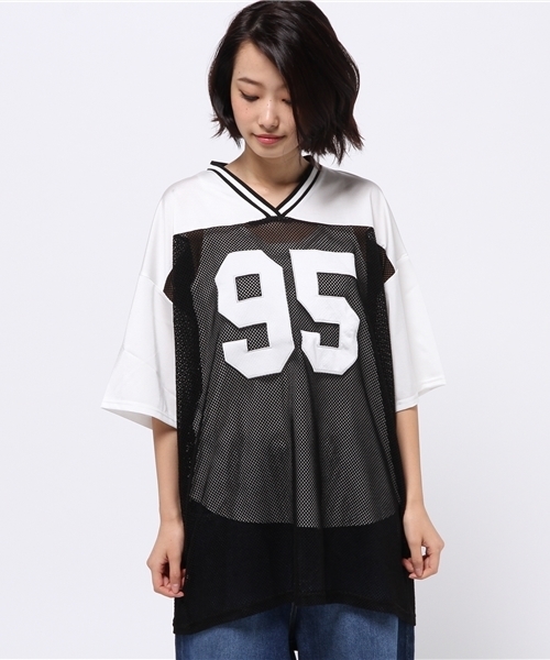 WEGO（ウィゴー）の「WEGO/メッシュBIG Tシャツ（Tシャツ/カットソー・レディース・ブラック/グリーン・FREE）」の3枚目の写真