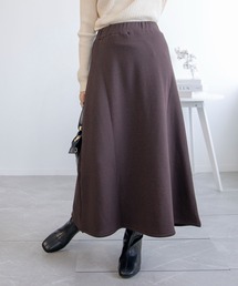 裏起毛ウォームストレッチミモレ丈ロングスカート (AW) (LV)