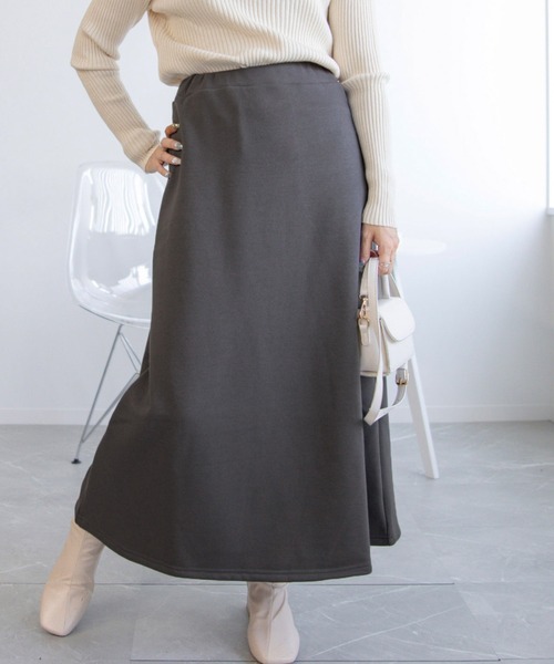 aimoha（アイモハ）の「裏起毛ウォームストレッチミモレ丈ロングスカート (AW) (LV)（スカート・レディース・ブラック/ネイビー/ワインレッド/ブラウン/ダークグレー/グリーン/グレイッシュベージュ/モカ・SMALL/MEDIUM/LARGE）」の5枚目の写真