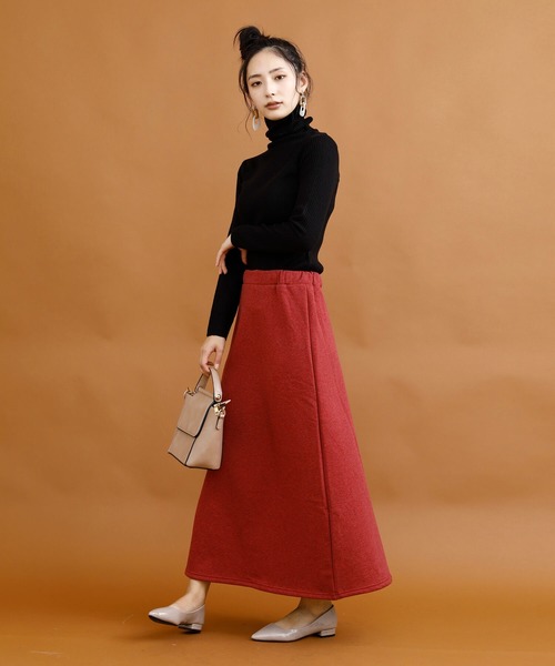 aimoha（アイモハ）の「裏起毛ウォームストレッチミモレ丈ロングスカート (AW) (LV)（スカート・レディース・ブラック/ネイビー/ワインレッド/ブラウン/ダークグレー/グリーン/グレイッシュベージュ/モカ・SMALL/MEDIUM/LARGE）」の16枚目の写真