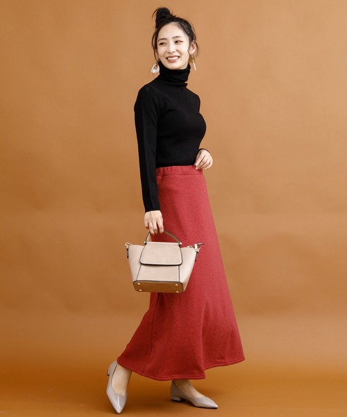 aimoha（アイモハ）の「裏起毛ウォームストレッチミモレ丈ロングスカート (AW) (LV)（スカート・レディース・ブラック/ネイビー/ワインレッド/ブラウン/ダークグレー/グリーン/グレイッシュベージュ/モカ・SMALL/MEDIUM/LARGE）」の15枚目の写真