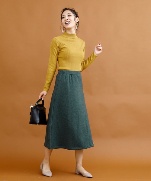 aimoha（アイモハ）の「裏起毛ウォームストレッチミモレ丈ロングスカート (AW) (LV)（スカート・レディース・ブラック/ネイビー/ワインレッド/ブラウン/ダークグレー/グリーン/グレイッシュベージュ/モカ・SMALL/MEDIUM/LARGE）」の18枚目の写真