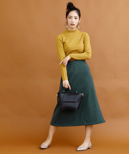 aimoha（アイモハ）の「裏起毛ウォームストレッチミモレ丈ロングスカート (AW) (LV)（スカート・レディース・ブラック/ネイビー/ワインレッド/ブラウン/ダークグレー/グリーン/グレイッシュベージュ/モカ・SMALL/MEDIUM/LARGE）」の12枚目の写真