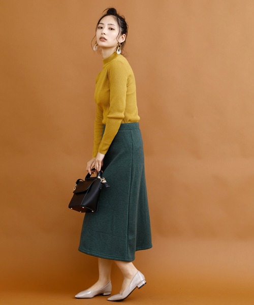 aimoha（アイモハ）の「裏起毛ウォームストレッチミモレ丈ロングスカート (AW) (LV)（スカート・レディース・ブラック/ネイビー/ワインレッド/ブラウン/ダークグレー/グリーン/グレイッシュベージュ/モカ・SMALL/MEDIUM/LARGE）」の11枚目の写真