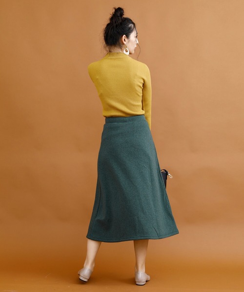 aimoha（アイモハ）の「裏起毛ウォームストレッチミモレ丈ロングスカート (AW) (LV)（スカート・レディース・ブラック/ネイビー/ワインレッド/ブラウン/ダークグレー/グリーン/グレイッシュベージュ/モカ・SMALL/MEDIUM/LARGE）」の10枚目の写真