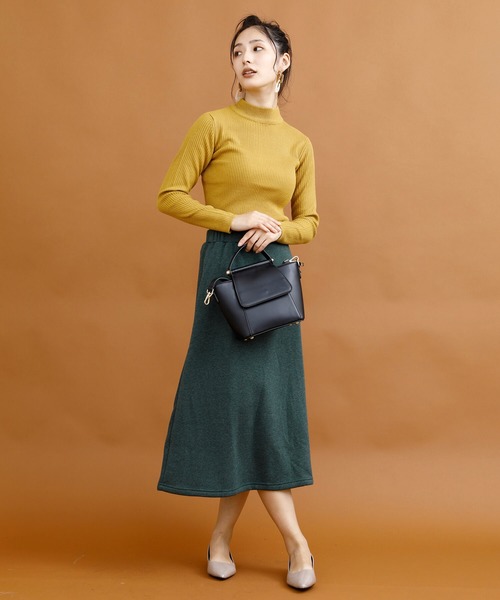 aimoha（アイモハ）の「裏起毛ウォームストレッチミモレ丈ロングスカート (AW) (LV)（スカート・レディース・ブラック/ネイビー/ワインレッド/ブラウン/ダークグレー/グリーン/グレイッシュベージュ/モカ・SMALL/MEDIUM/LARGE）」の9枚目の写真