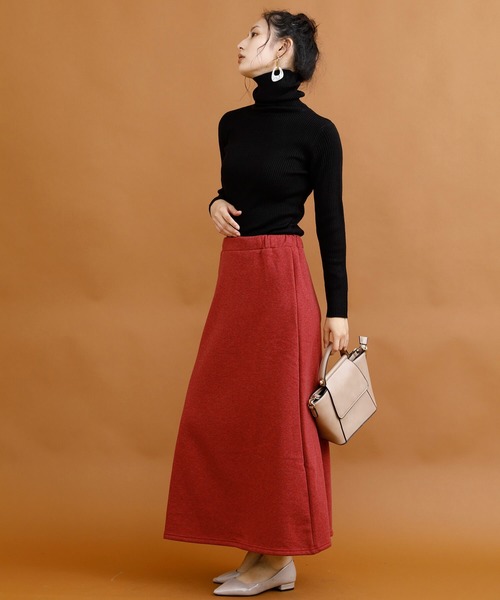 aimoha（アイモハ）の「裏起毛ウォームストレッチミモレ丈ロングスカート (AW) (LV)（スカート・レディース・ブラック/ネイビー/ワインレッド/ブラウン/ダークグレー/グリーン/グレイッシュベージュ/モカ・SMALL/MEDIUM/LARGE）」の22枚目の写真