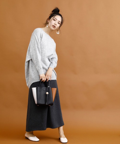 aimoha（アイモハ）の「裏起毛ウォームストレッチミモレ丈ロングスカート (AW) (LV)（スカート・レディース・ブラック/ネイビー/ワインレッド/ブラウン/ダークグレー/グリーン/グレイッシュベージュ/モカ・SMALL/MEDIUM/LARGE）」の20枚目の写真