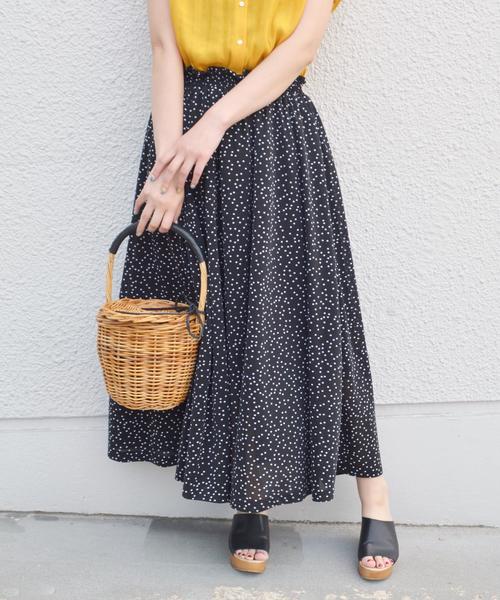 SHIPS(シップス)の「ドット ジャージーマキシスカート◇(スカート・レディース・ネイビー/ブラック/グリーン・ONE SIZE)」の2枚目の写真