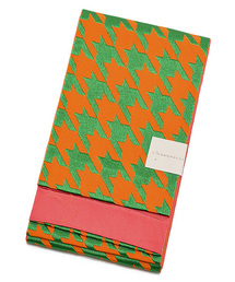 レディース 浴衣帯 単品　半幅帯　千鳥　橙×緑 昭和レトロ