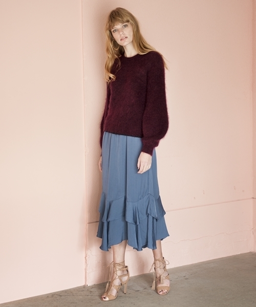 Kalen  BANNER BARRETT（カレンバナーバレット）の「SOFT SATIN RUFFLE SKIRT（スカート・レディース・ピンク/ブラック/ブルー・38）」の3枚目の写真