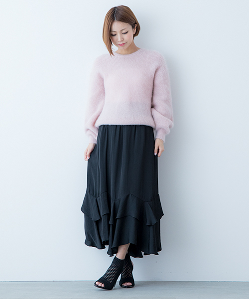 Kalen  BANNER BARRETT（カレンバナーバレット）の「SOFT SATIN RUFFLE SKIRT（スカート・レディース・ピンク/ブラック/ブルー・38）」の9枚目の写真