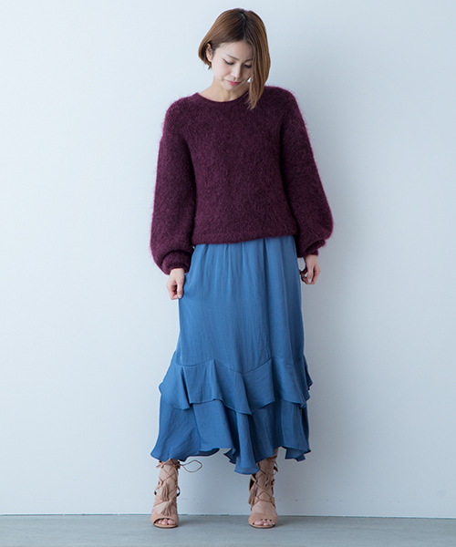 Kalen  BANNER BARRETT（カレンバナーバレット）の「SOFT SATIN RUFFLE SKIRT（スカート・レディース・ピンク/ブラック/ブルー・38）」の11枚目の写真