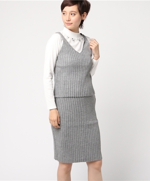 GeeRA（ジーラ）の「リブニットビスチェ＆スカート３点セット（スカート・レディース・ブラック/ブラウン/グレー・S/LL/L/M）」の11枚目の写真