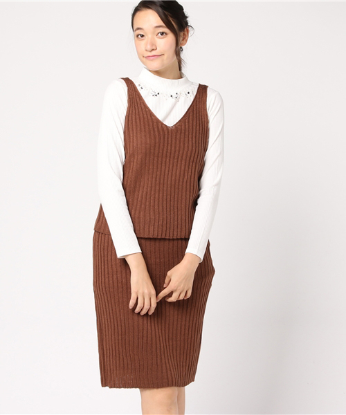 GeeRA（ジーラ）の「リブニットビスチェ＆スカート３点セット（スカート・レディース・ブラック/ブラウン/グレー・S/LL/L/M）」の12枚目の写真