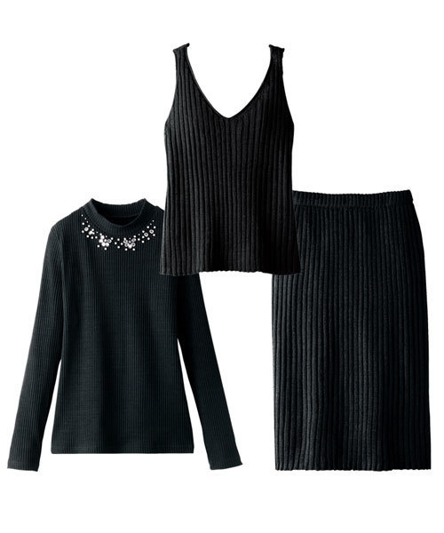 GeeRA（ジーラ）の「リブニットビスチェ＆スカート３点セット（スカート・レディース・ブラック/ブラウン/グレー・S/LL/L/M）」の14枚目の写真