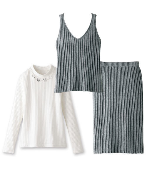 GeeRA（ジーラ）の「リブニットビスチェ＆スカート３点セット（スカート・レディース・ブラック/ブラウン/グレー・S/LL/L/M）」の15枚目の写真